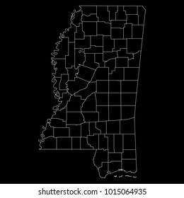 High detailed vector map with counties/regions/states - Mississippi
