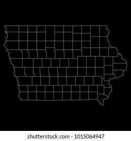 High detailed vector map with counties/regions/states - Iowa