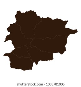 High detailed vector map with counties/regions/states - Andorra, Black Flag Map of Andorra.