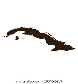 High detailed vector map with counties/regions/states - Cuba.