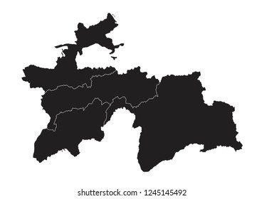 High detailed vector map with counties/regions/states - Tajikistan