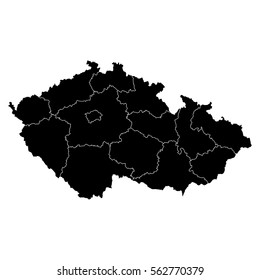 High detailed vector map with counties/regions/states - Czech Republic