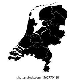 High detailed vector map with counties/regions/states - Netherlands