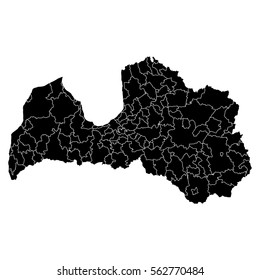 High detailed vector map with counties/regions/states - Latvia