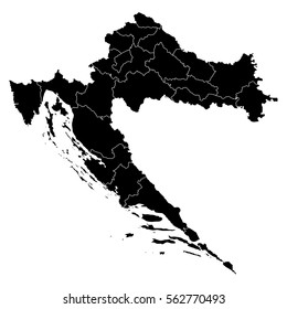 High detailed vector map with counties/regions/states - Croatia