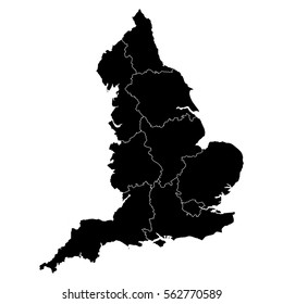 High detailed vector map with counties/regions/states - England