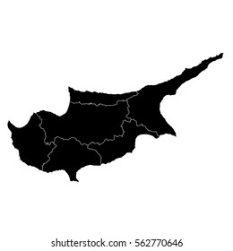 High detailed vector map with counties/regions/states - Cyprus