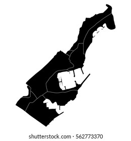 High detailed vector map with counties/regions/states - Monaco