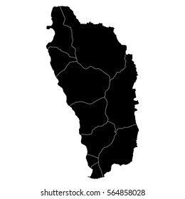 High detailed vector map with counties/regions/states - Dominica