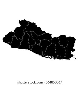High detailed vector map with counties/regions/states - El Salvador