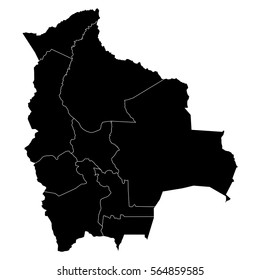 High detailed vector map with counties/regions/states - Bolivia