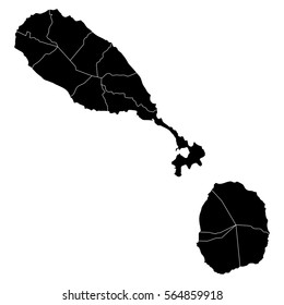 High detailed vector map with counties/regions/states - Saint Kitts and Nevis