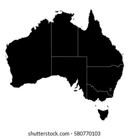 Mapa de Vector detallado con los condados/regiones/estados - Australia
