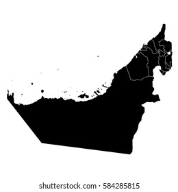 High detailed vector map with counties/regions/states - United Arab Emirates