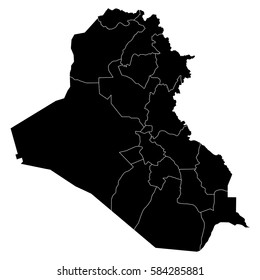 High detailed vector map with counties/regions/states - Iraq