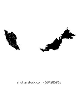 High detailed vector map with counties/regions/states - Malaysia