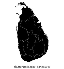High detailed vector map with counties/regions/states - Sri Lanka