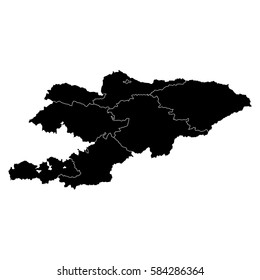 High detailed vector map with counties/regions/states - Kyrgyzstan
