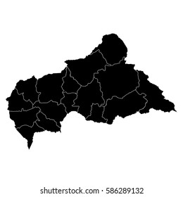 High detailed vector map with counties/regions/states - Central African Republic