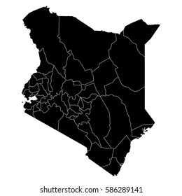 High Detailed Vector Map With Counties/regions/states - Kenya