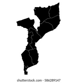High detailed vector map with counties/regions/states - Mozambique