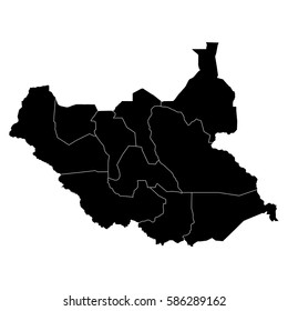 High detailed vector map with counties/regions/states - South Sudan