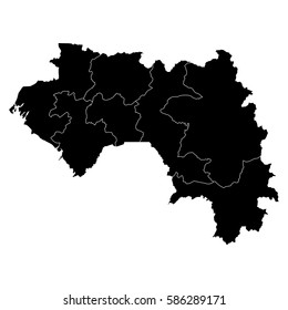 High detailed vector map with counties/regions/states - Guinea