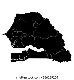 High detailed vector map with counties/regions/states - Senegal