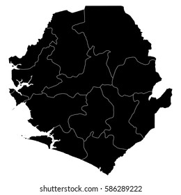 High detailed vector map with counties/regions/states - Sierra Leone