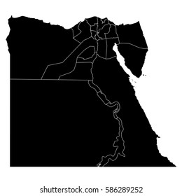 High detailed vector map with counties/regions/states - Egypt