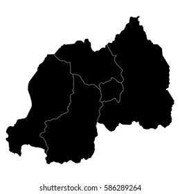 High detailed vector map with counties/regions/states - Rwanda
