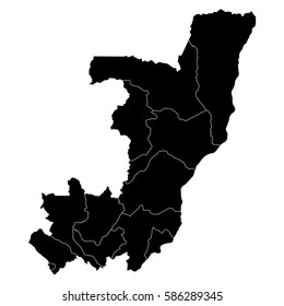High detailed vector map with counties/regions/states - Congo