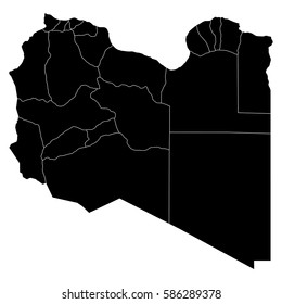High detailed vector map with counties/regions/states - Libya