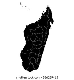 High detailed vector map with counties/regions/states - Madagascar