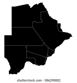 High detailed vector map with counties/regions/states - Botswana