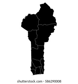 High detailed vector map with counties/regions/states - Benin