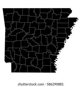 High detailed vector map with counties/regions/states - Arkansas