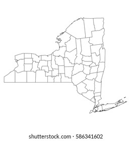 High detailed vector map with counties/regions/states - New York
