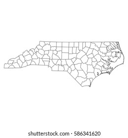 High detailed vector map with counties/regions/states - North Carolina