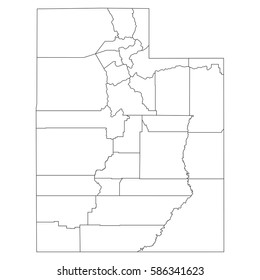 High detailed vector map with counties/regions/states - Utah