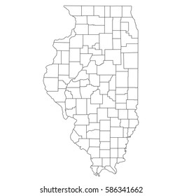 High Detailed Vector Map With Counties/regions/states - Illinois