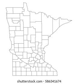 High detailed vector map with counties/regions/states - Minnesota