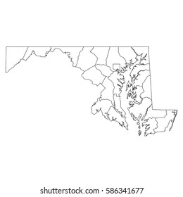 High Detailed Vector Map With Counties/regions/states - Maryland