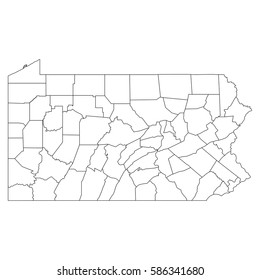 High Detailed Vector Map With Counties/regions/states - Pennsylvania