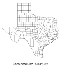 High Detailed Vector Map With Counties/regions/states - Texas