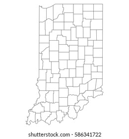 Hohe detaillierte Vektorkarte mit Ländern/Regionen/Staaten - Indiana