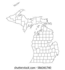 High Detailed Vector Map With Counties/regions/states - Michigan