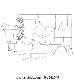 High Detailed Vector Map With Counties/regions/states - Washington