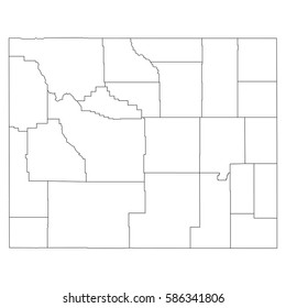 High detailed vector map with counties/regions/states - Wyoming