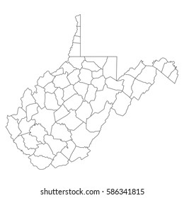 High Detailed Vector Map With Counties/regions/states - West Virginia